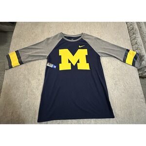 Nike Michigan Wolverines Raglan 3/4 Sleeve T Shirt Women's Medium